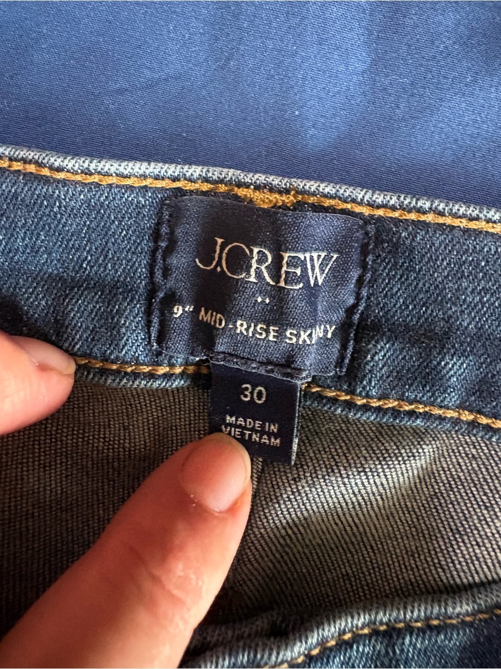 Crew 9’ Mid Rise  Skinny Jeans Size 30 Dark Blue Wash New - Picture 2 of 10